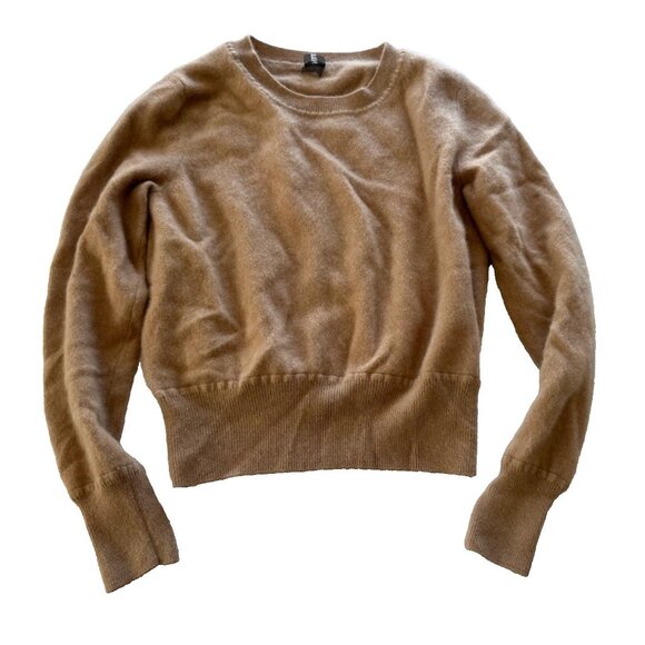 Nadaam Tan Cashmere Cropped Crewneck Sweater Women's Medium - Picture 1 of 5